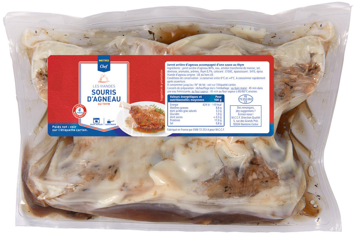METRO Chef Souris d'agneau fondante au thym 4 portions