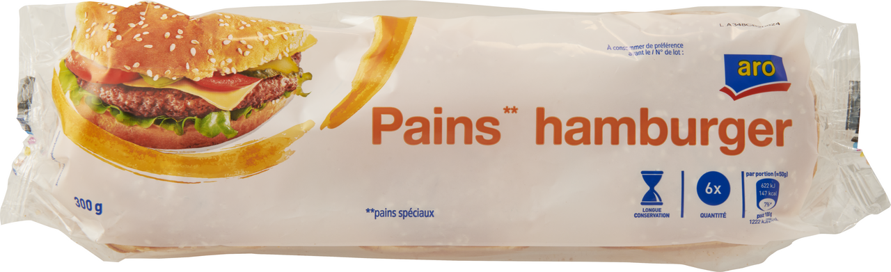 aro Pain hamburger longue conservation 6 x 50 g