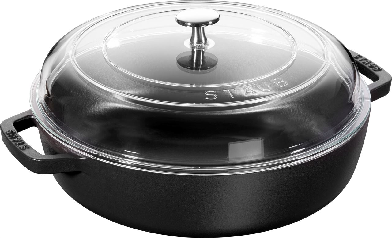 Sauteuse en fonte noir mat + couvercle verre 24 cm Staub - 40501-060-0