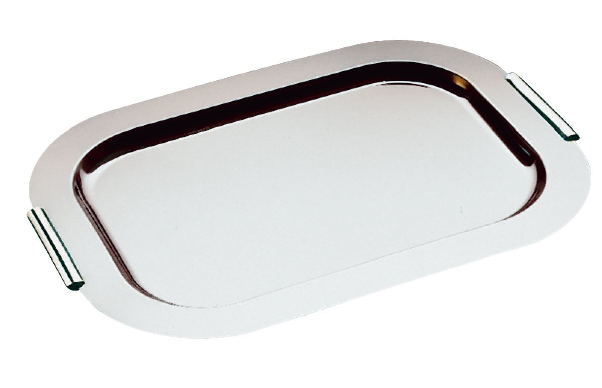 Plat inox rectangle avec anses 44 x 31 cm