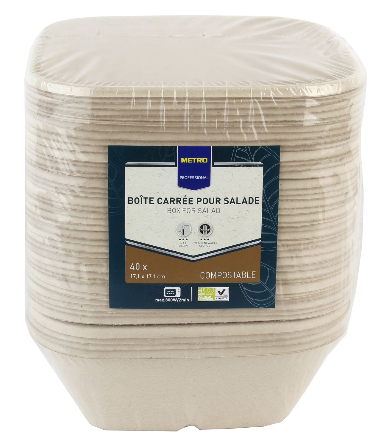Bol jetable carré biodégradable blanc 900 ml x 40