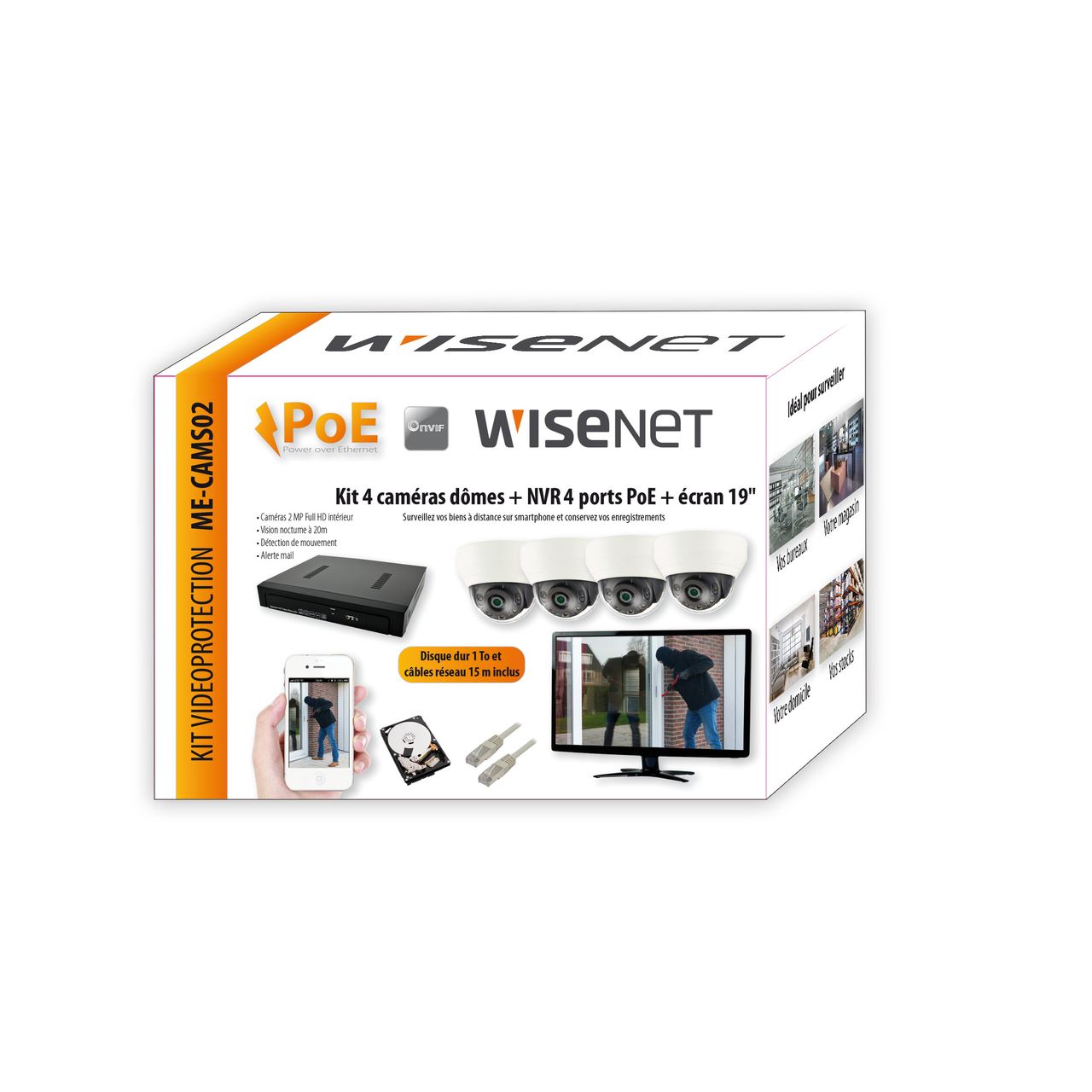 Kit vidéosurveillance Me-CAMS02 Wisenet