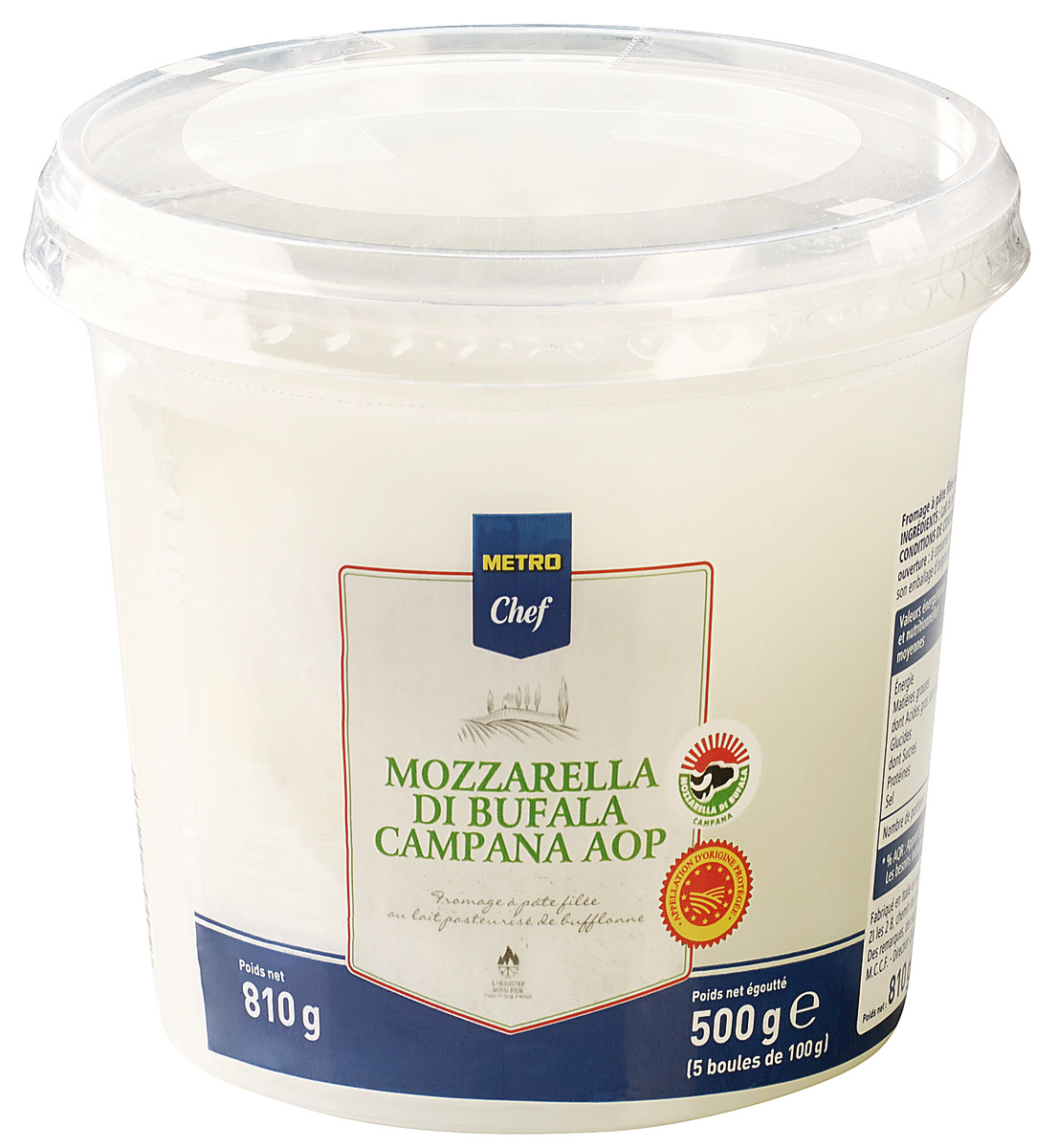 METRO Chef Mozzarella di Bufala Campana AOP 5 boulles de 100 g