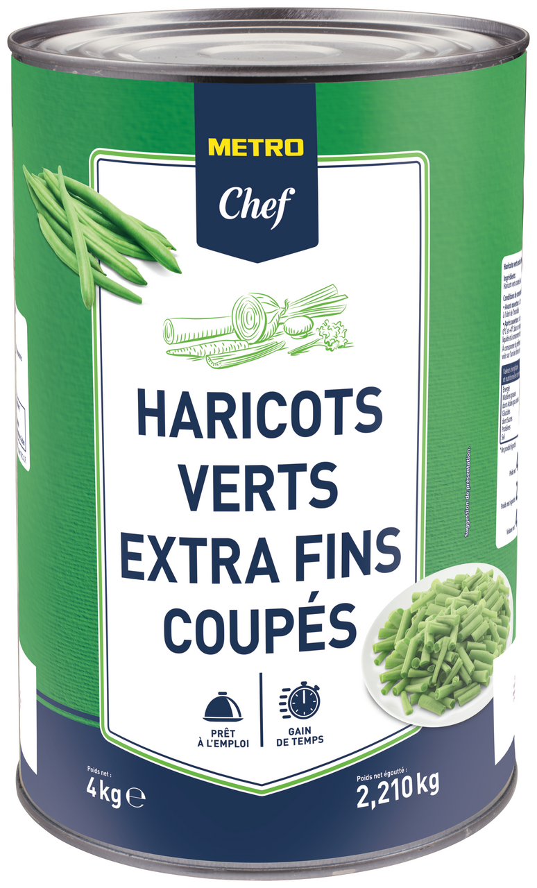 METRO Chef Haricot vert extra-fin coupé boîte 5/1 4 kg 