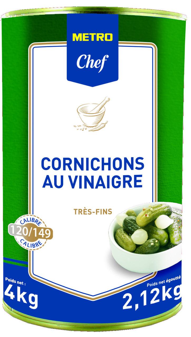 METRO Chef Cornichons fins calibre 120/149 en boîte 5/1 soit 4.1 kg