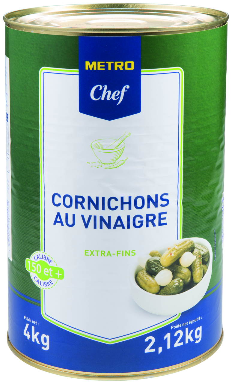 METRO Chef Cornichons extra-fins calibre 150/200 - boîte 5/1 soit 4.1 kg