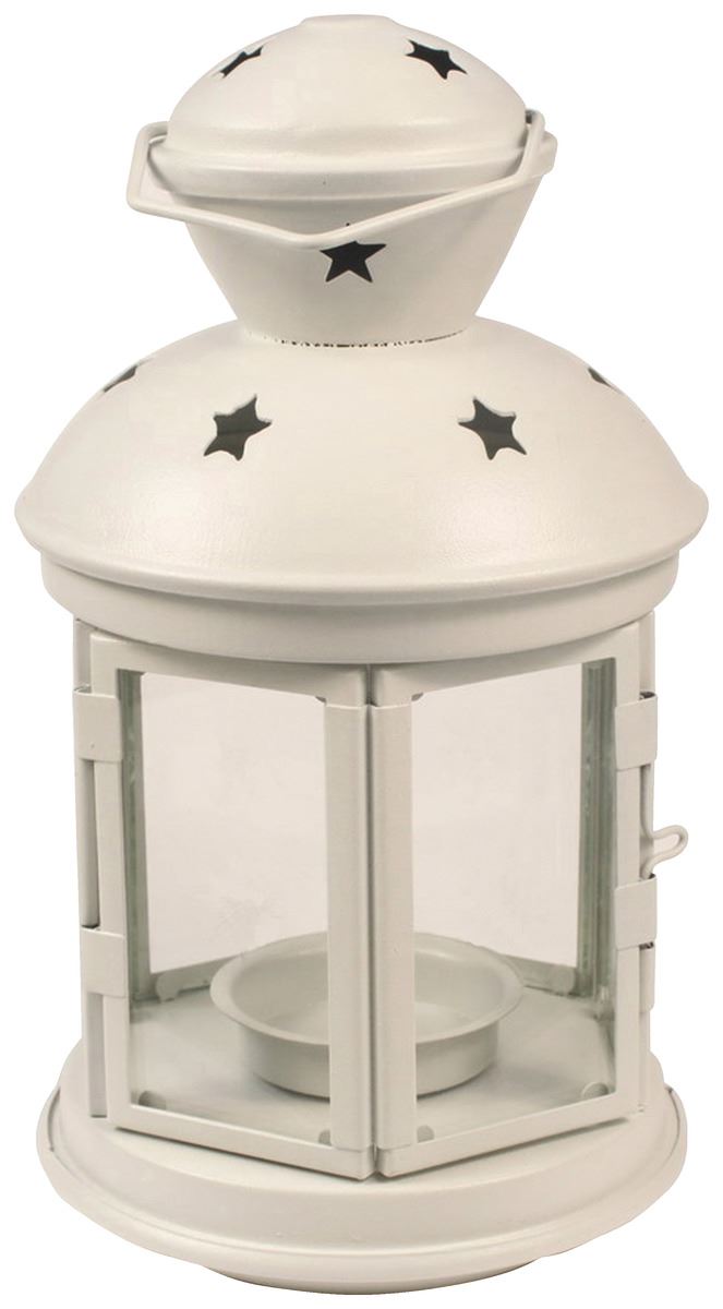 Lanterne étoilée métal blanc 22 x 12 cm Exprim