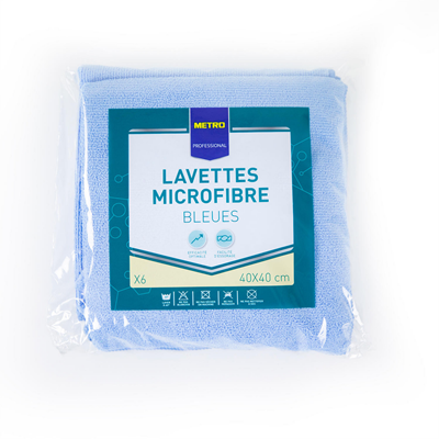 METRO PROFESSIONAL Lavette microfibre bleue 40 x 40 cm x 6
