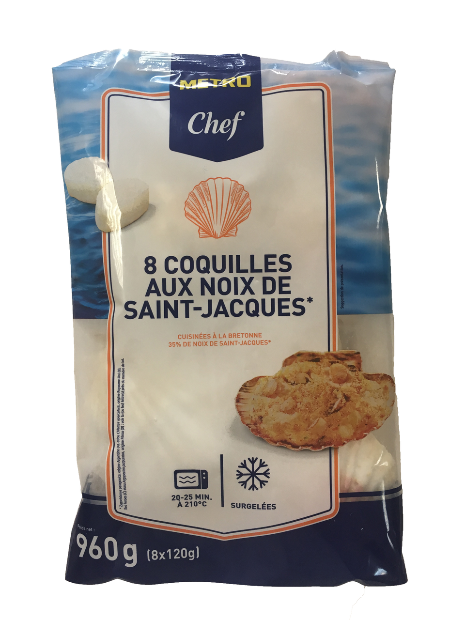 METRO Chef Coquilles aux noix de Saint-Jacques à la bretonne 8 x 120 gr