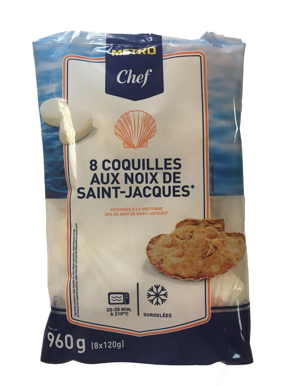 METRO Chef Coquilles aux noix de Saint-Jacques à la bretonne 8 x 120 gr