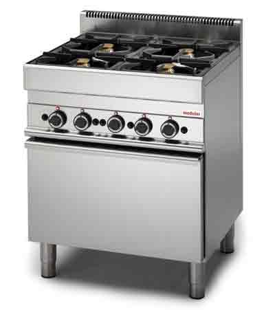 Fourneau 4 feux gaz sur four à gaz 65 x 70 cm Modular