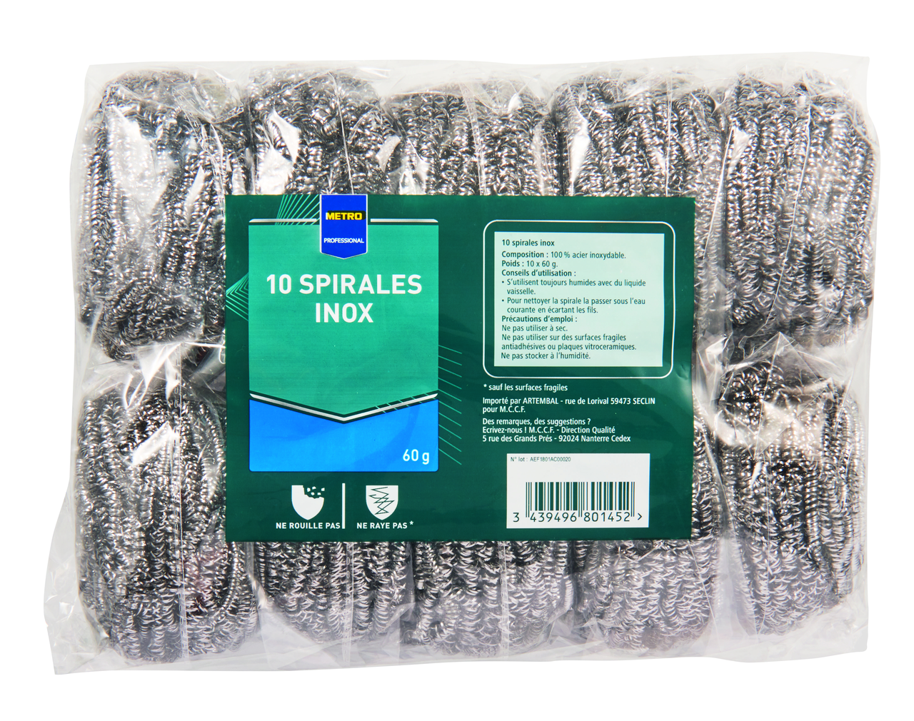 METRO PROFESSIONAL Spirale inox 60 g x 10