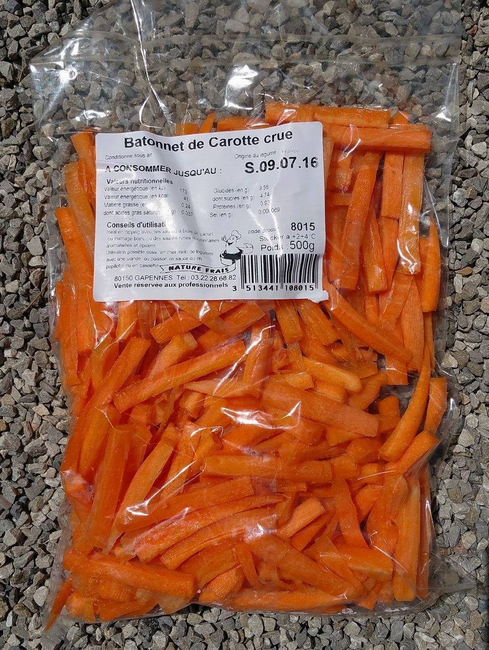 Nature Frais Bâtonnet de carotte sachet 2 kg élaboré en France