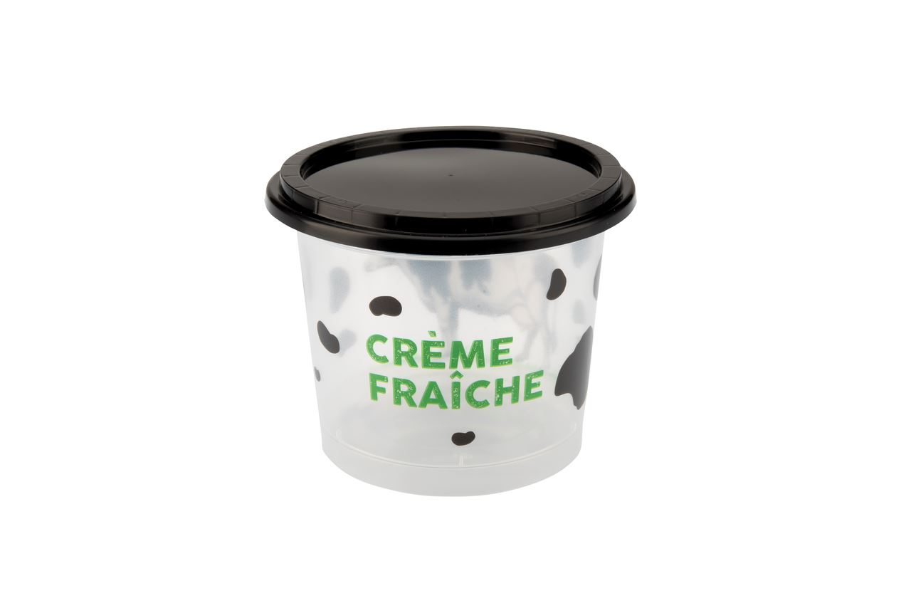 Pot pour crème avec couvercle noir polypropylène transparent 50 cl x 100 Carty - P4942MLNC100