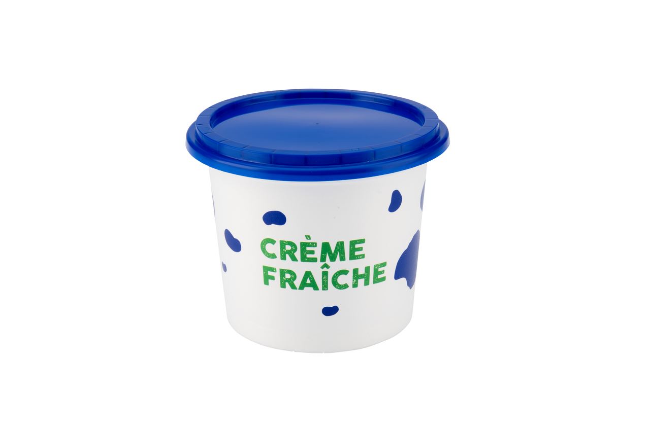 Pot pour crème avec couvercle bleu polypropylène blanc 25 cl x 100 Carty - P4981MLBC100