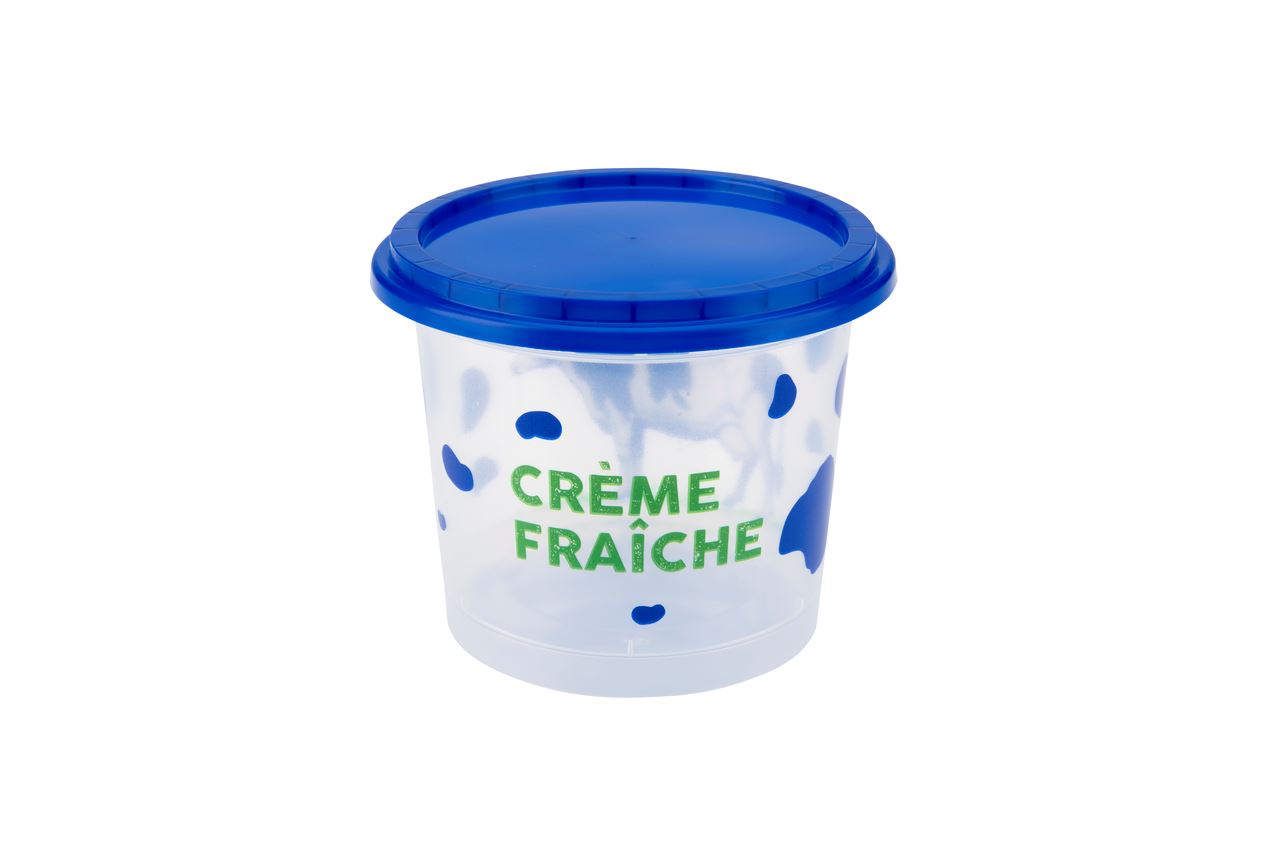 Pot pour crème avec couvercle bleu polypropylène transparent 25 cl x 100 Carty - P4941MLBC100