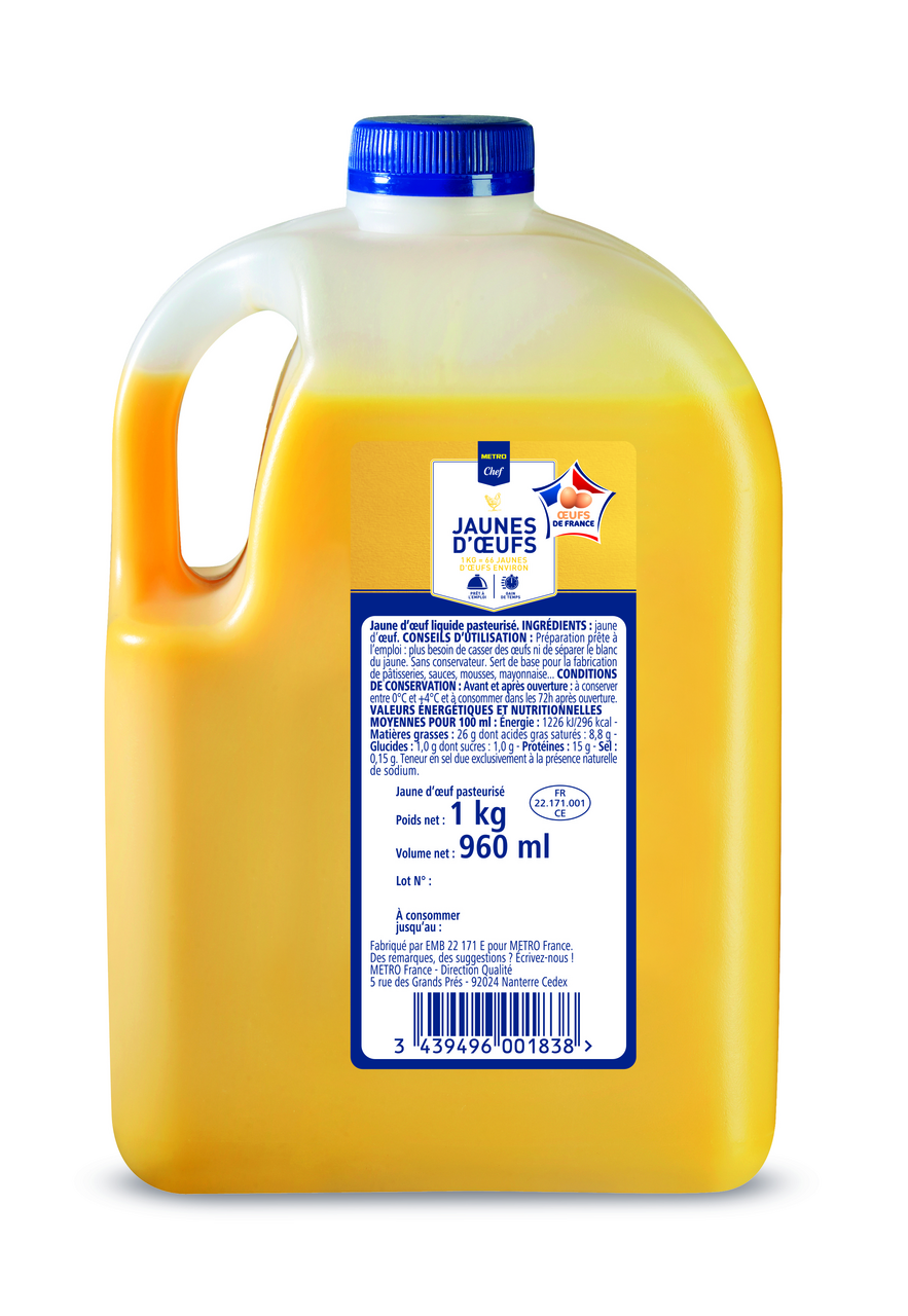 METRO Chef Jaune d'oeuf liquide pasteurisé bidon 1 kg