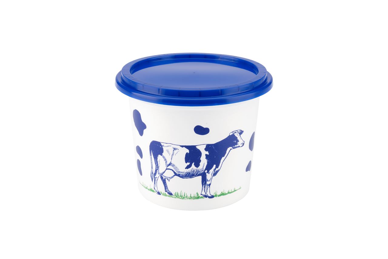 Pot pour crème avec couvercle bleu polypropylène blanc 25 cl x 100 Carty - P5081MLBC100