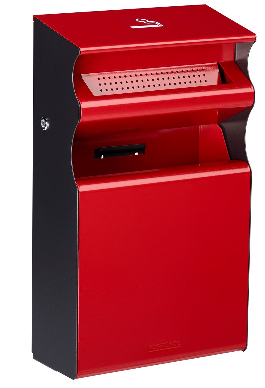 Cendrier corbeille mural Kopa acier rouge rubis et flanc manganèse 15 L Rossignol - 56154