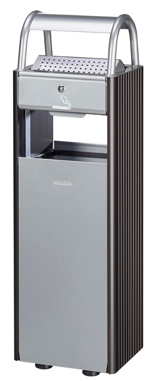 Cendrier corbeille sur pied Kopa acier gris métal et flanc gris manganèse 30 L Rossignol - 56161