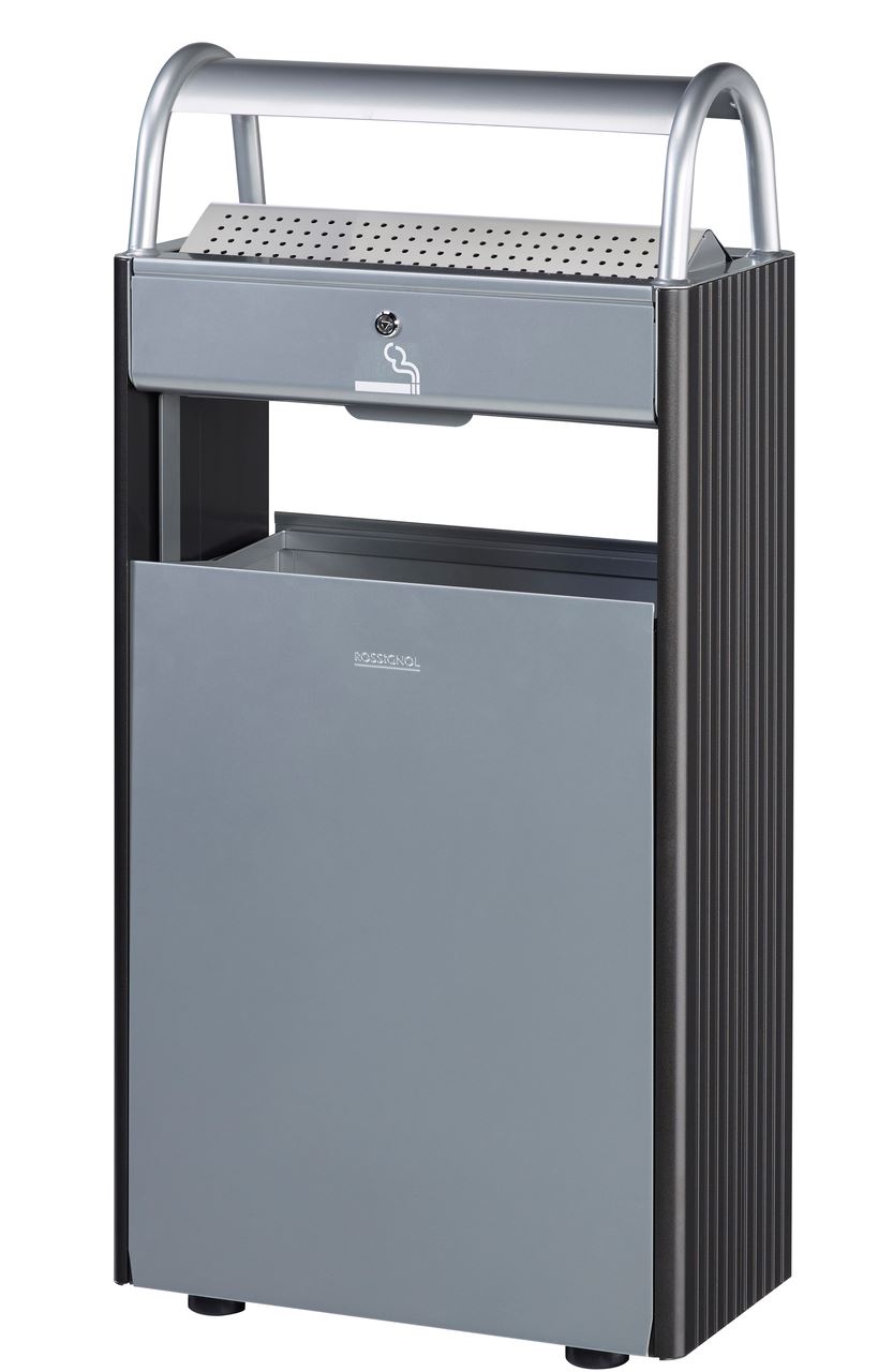 Cendrier corbeille sur pied Kopa aciergris métal et flanc gris manganèse 60 L Rossignol - 56163