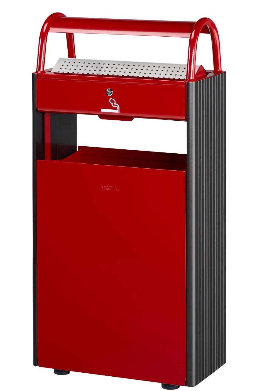 Cendrier corbeille sur pied Kopa acier rouge rubis et flanc manganèse 60 L Rossignol - 56164