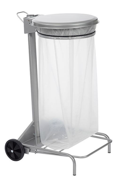 Support sac mobile à pédale acier gris métal110 L Rossignol - 57330