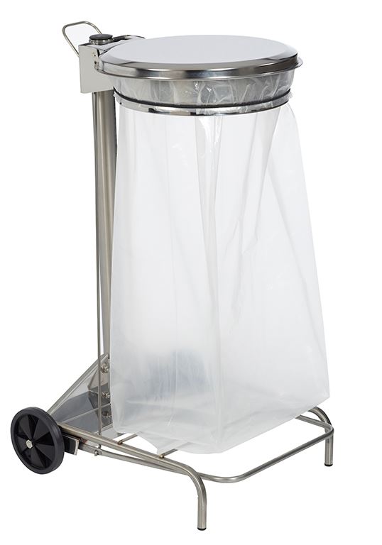 Support sac mobile à pédale acier inox 110 L Rossignol - 56501