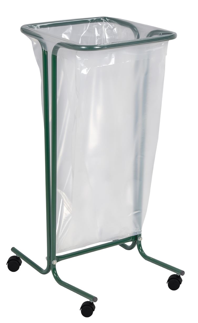 Support sac tubulaire surroulettes acier vert mousse 110 L Rossignol - 57531