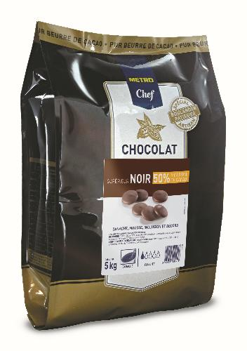 METRO Chef Chocolat noir 50% cacao en palets sachet 5 kg