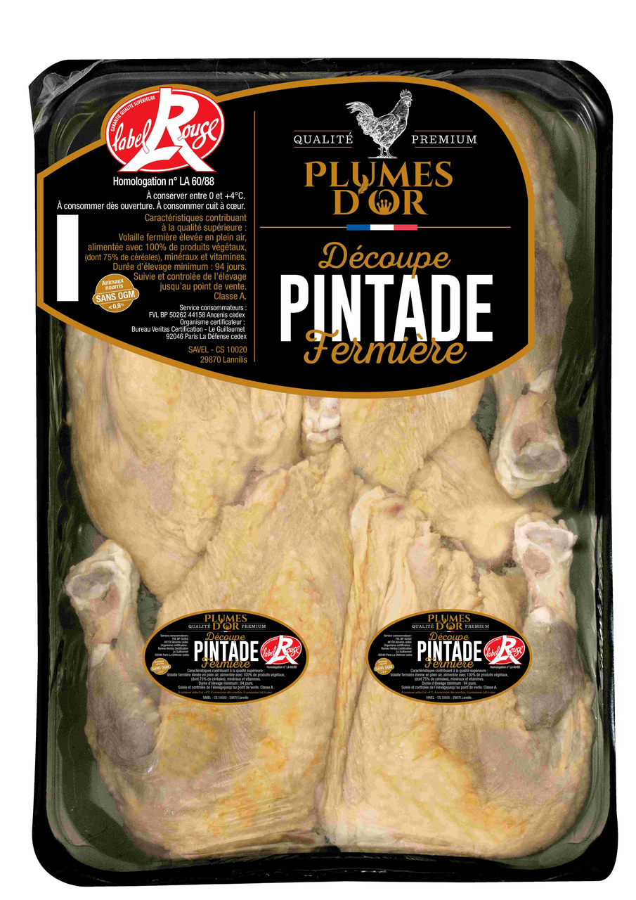 PLUMES D’OR Suprême de pintade Label Rouge x4 sous atmosphère France