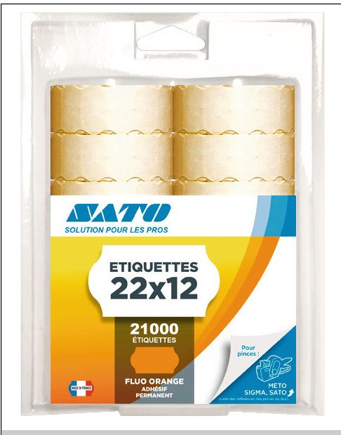 Etiquette fluo orange 2.2 x 1.2 cm x 21000 Sato