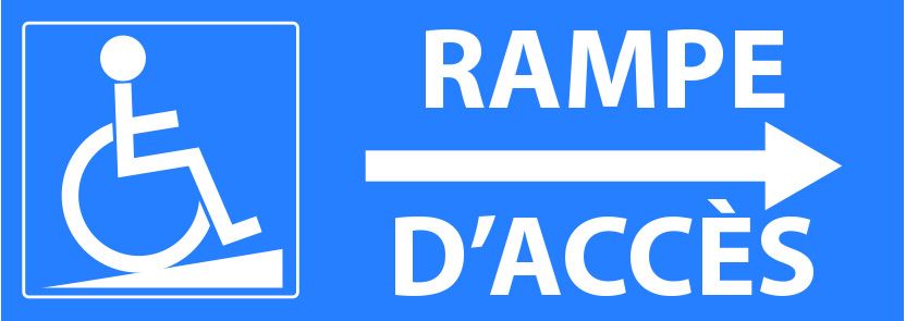 Pancarte adhésive Rampe d'accès PMR à droite plastique blanc 21 x 7.5 cm Bequet