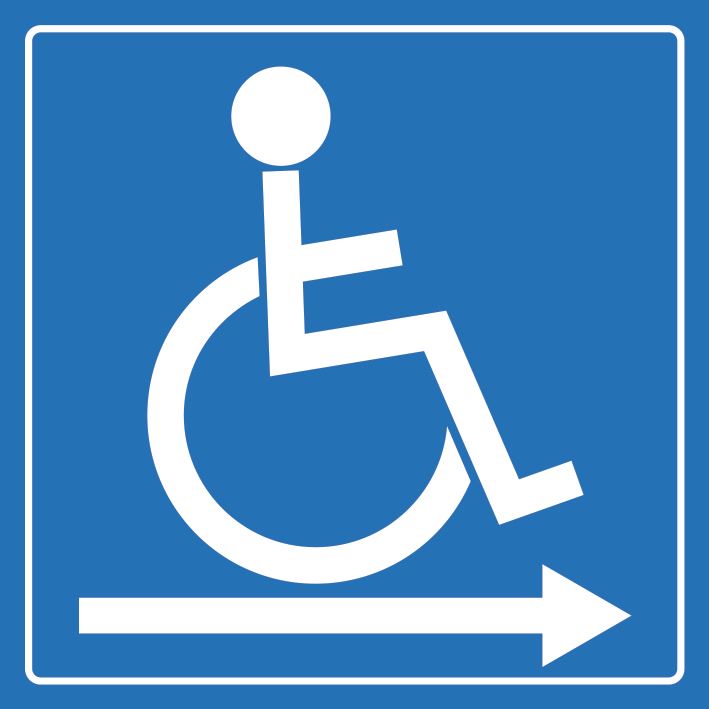 Pancarte adhésive Accès PMR flèche droite 10 x 10 cm Bequet