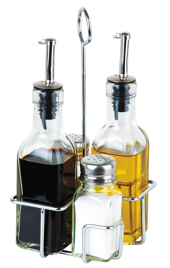 Ménagère sel poivre huile vinaigre verre et inox In Situ - 061020