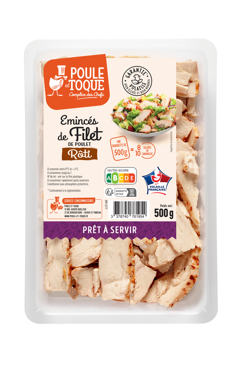 POULE et TOQUE Emincés de filet de poulet rôti 500 g