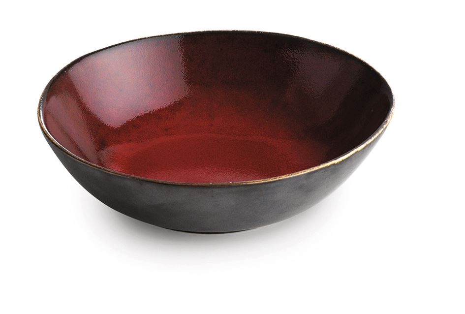 Assiette à soupe ronde Chic grès rouge et argenté 17 cm In Situ - 054102