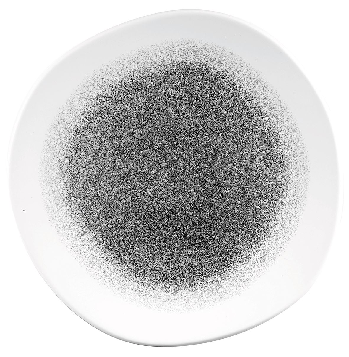 Assiette plate ronde Raku porcelaine noir et blanc 26.4 cm In Situ - 058360
