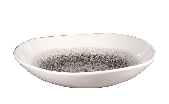 Assiette creuse rond Raku porcelaine noir et blanc 25.3 cm In Situ - 058363