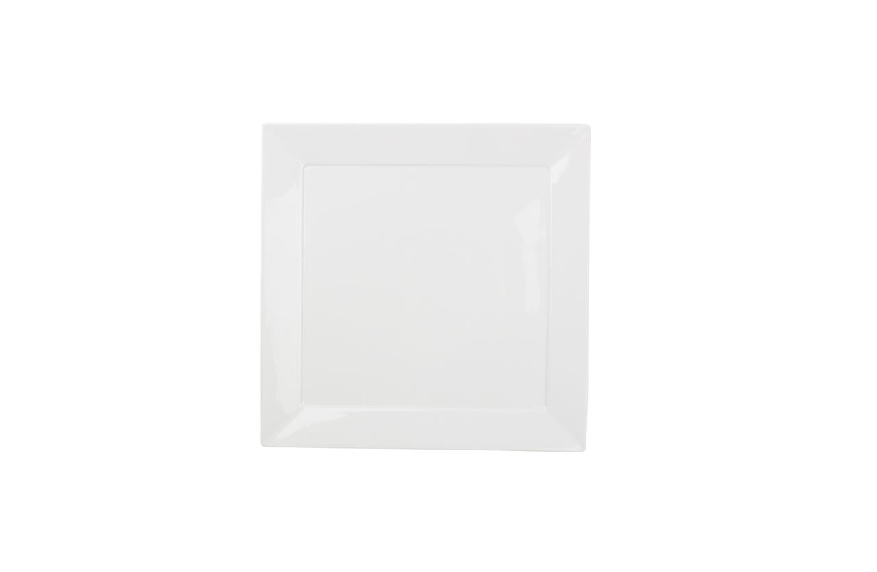 Assiette plate carrée Plume porcelaine blanc 24 x 24 cm In Situ - 050744