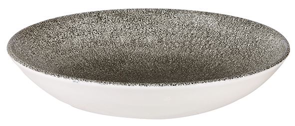 Assiette creuse rond Raku porcelaine noir 24.8 cm In Situ - 058364
