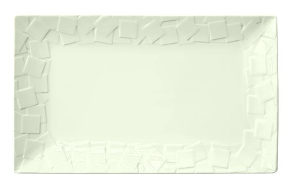 Assiette plate rectangle Mozaik porcelaine blanc 36 x 21.6 cm In Situ - 050088
