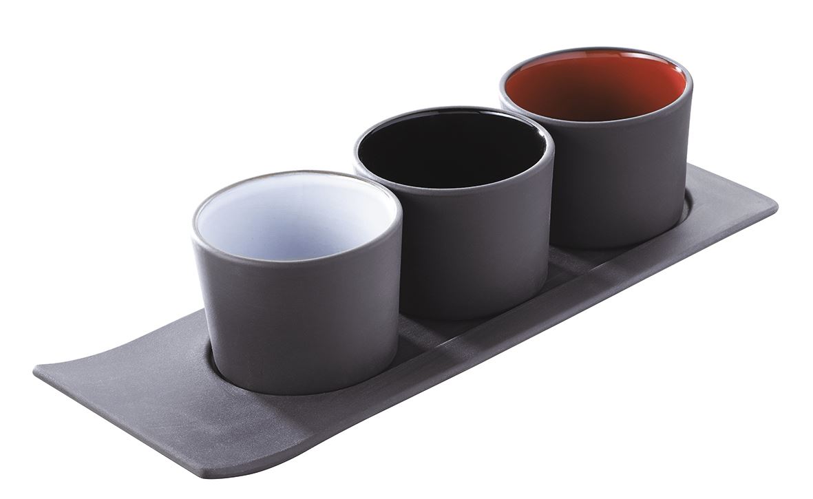 Plat pour pot à tapas effet ardoise Solid&Likid porcelaine noir 31 x 11 cm Revol Porcelaine - 050621