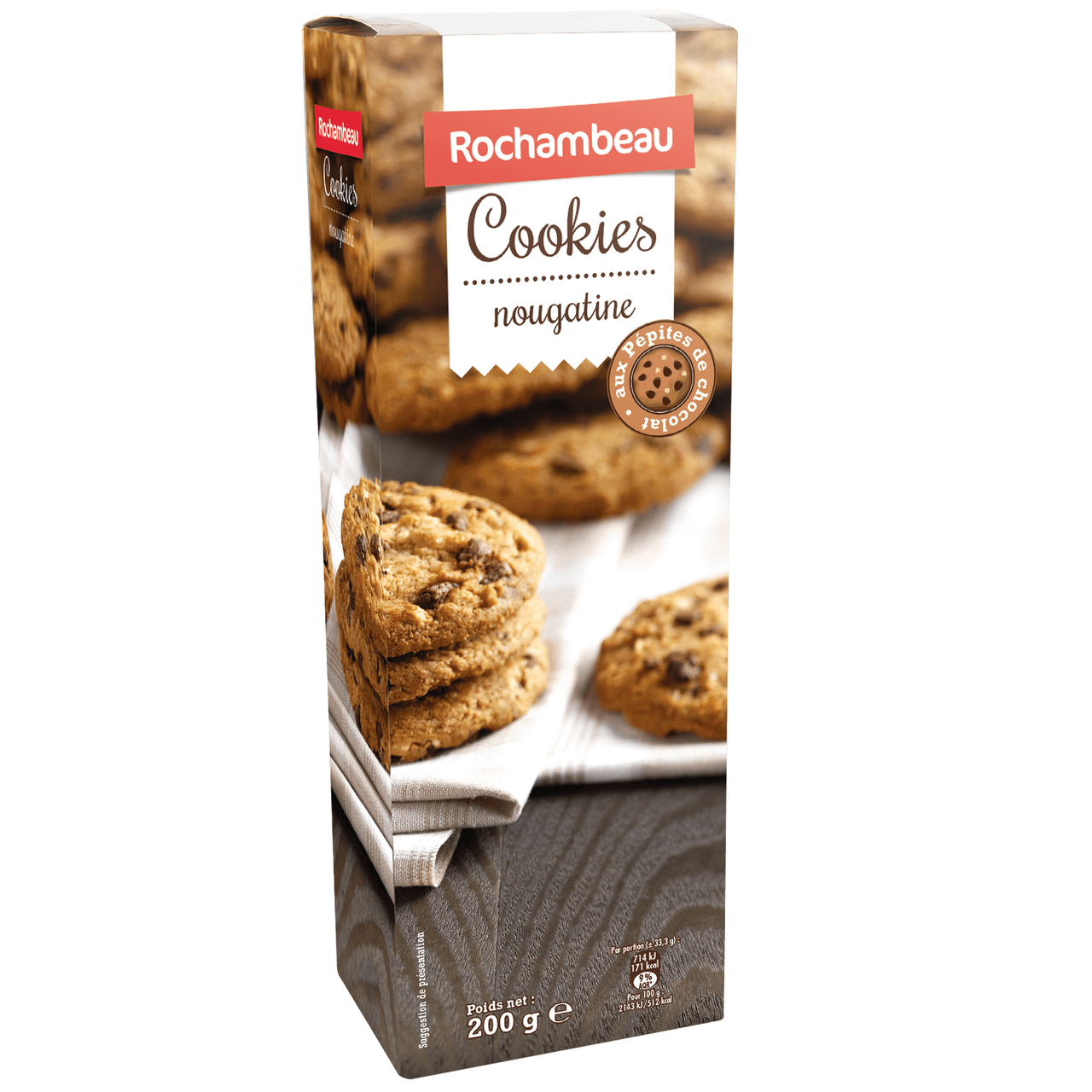 Rochambeau Cookies nougatine et pépites de chocolat 4 x 200 g