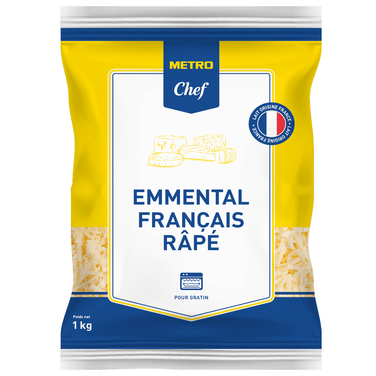 METRO Chef Emmental râpé 45% MG sachet 1 kg