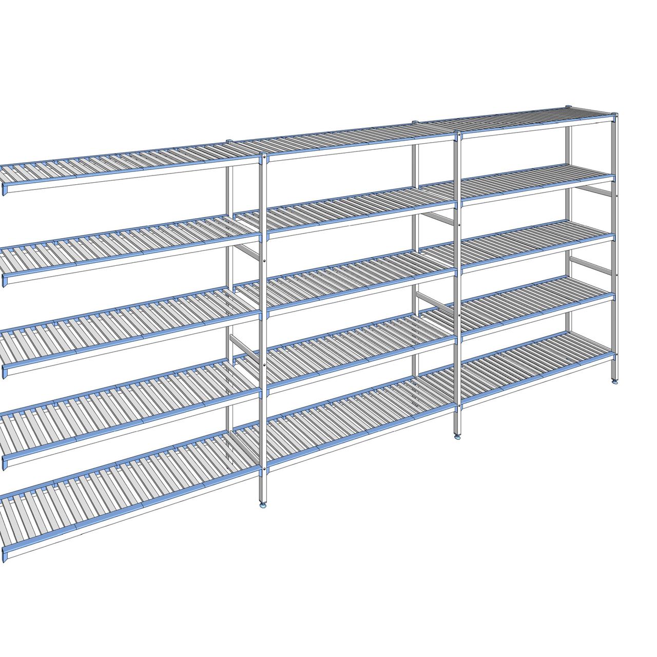 Rayonnage à clayettes amovibles 5 niveaux aluminium 205 x 473.7 x 40 cm Tournus - ACK4737