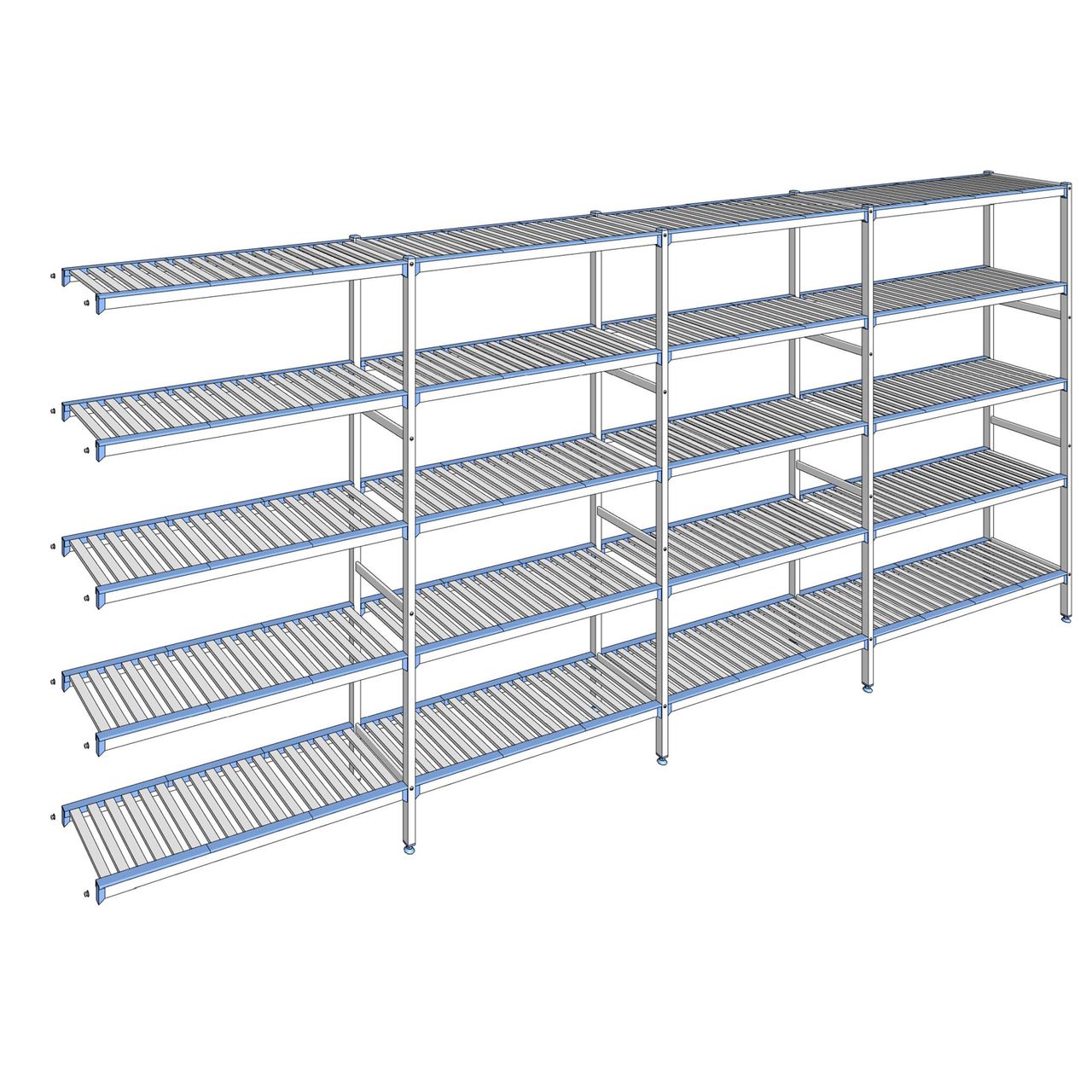 Rayonnage à clayettes amovibles 5 niveaux aluminium 205 x 477.3 x 40 cm Tournus - ACK4773