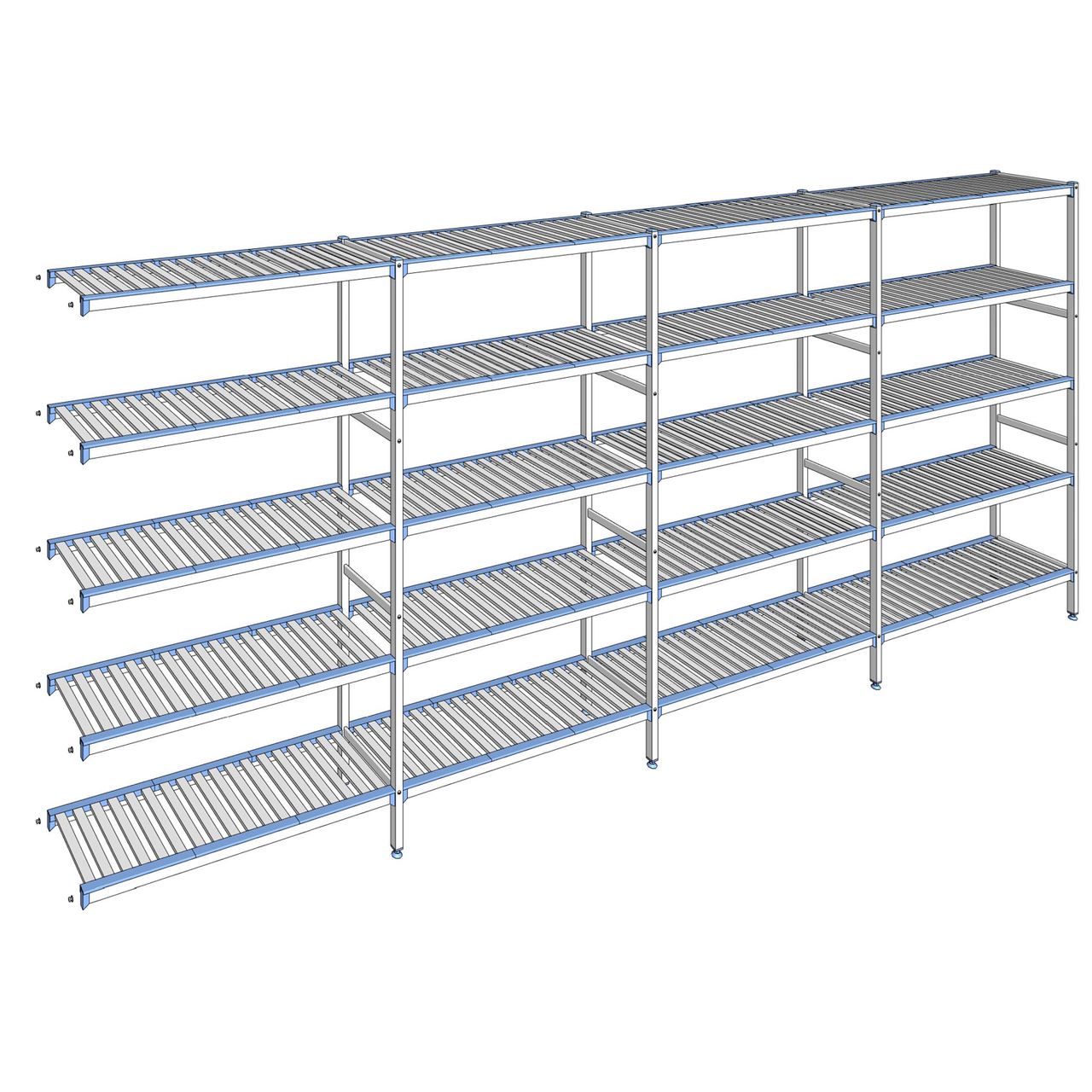 Rayonnage à clayettes amovibles 5 niveaux aluminium 205 x 487.3 x 40 cm Tournus - ACK4873