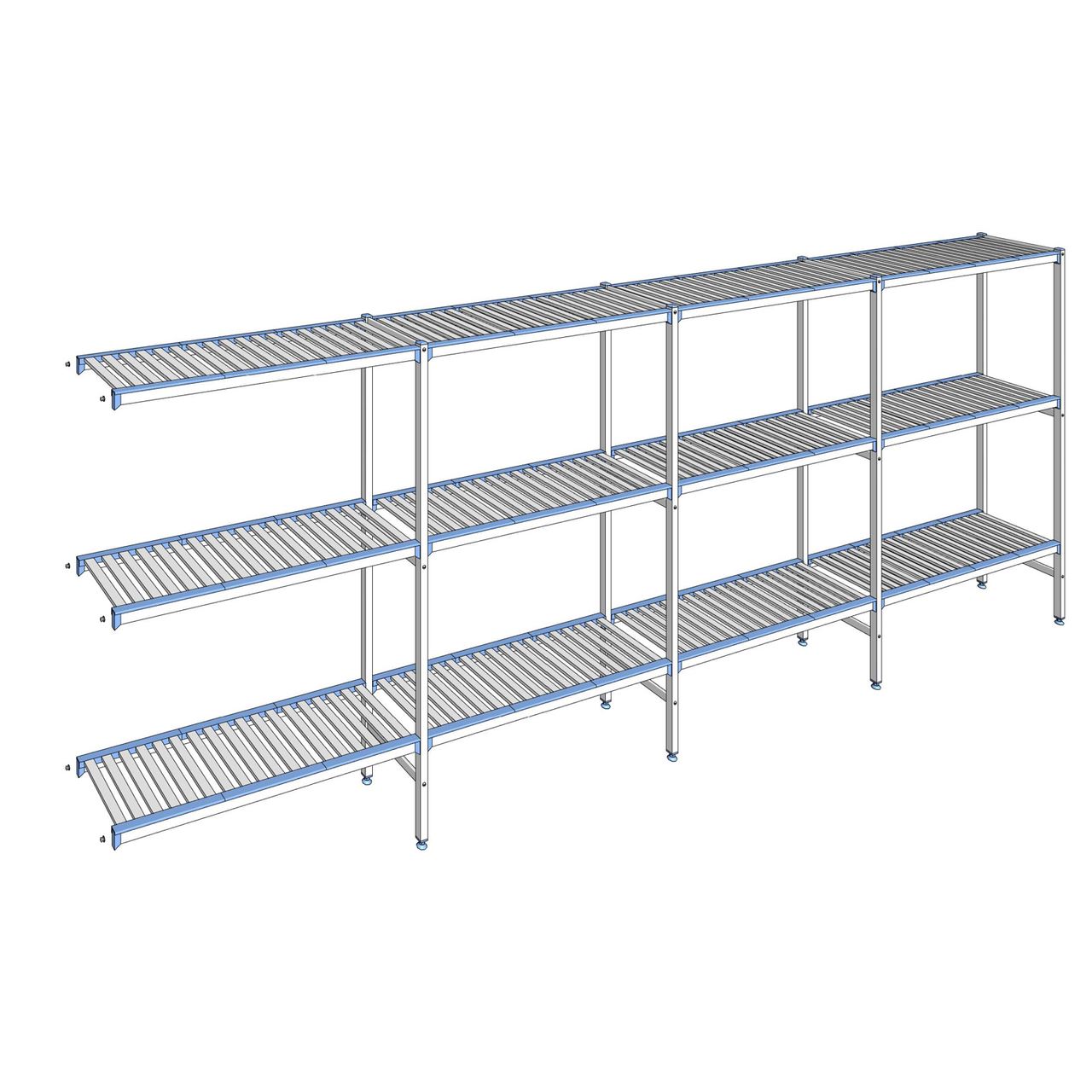 Rayonnage à clayettes amovibles 3 niveaux aluminium 175 x 467.1 x 40 cm Tournus - ACA4671