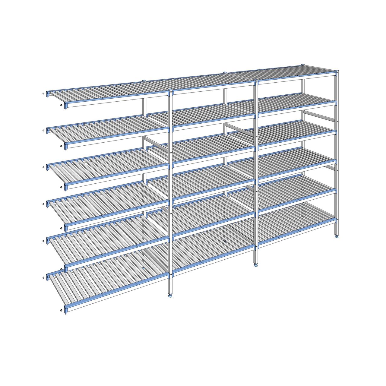 Rayonnage à clayettes amovibles 6 niveaux aluminium 205 x 363.3 x 50 cm Tournus - ACO3633